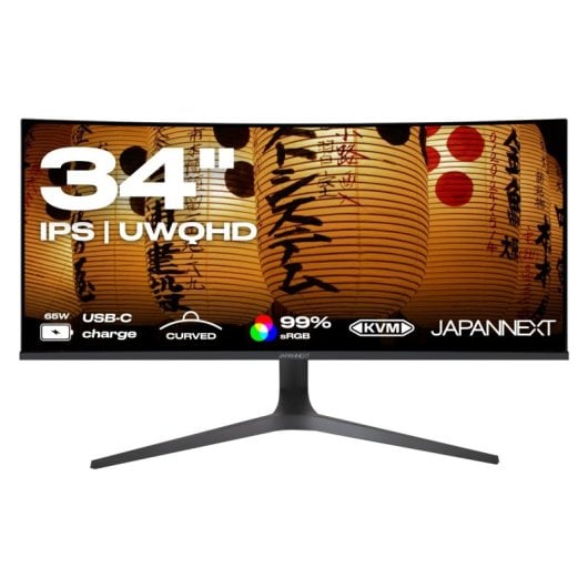 JAPANNEXT JN-IPSC34UWQHDR-C65W-H 34" LED IPS UltraWide QHD FreeSync incurvé USB-C