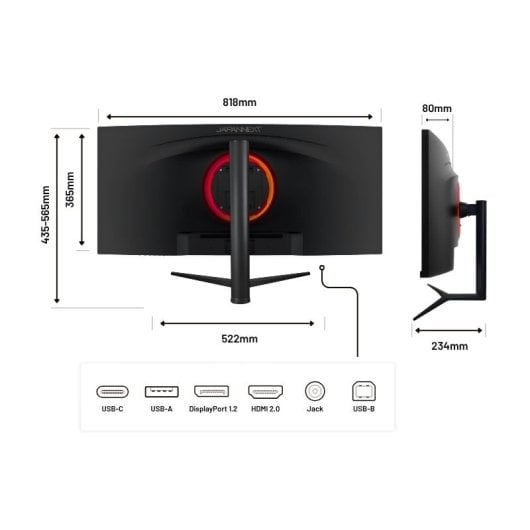 JAPANNEXT JN-IPSC34UWQHDR-C65W-H 34" LED IPS UltraWide QHD FreeSync incurvé USB-C
