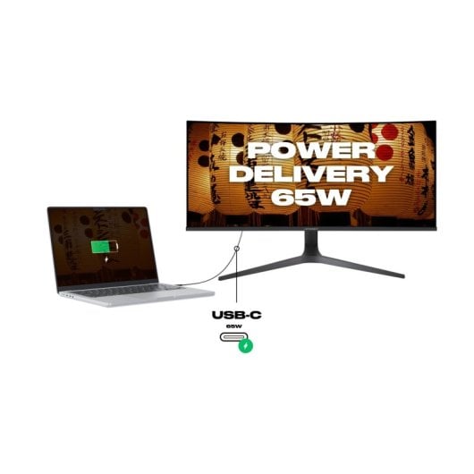 JAPANNEXT JN-IPSC34UWQHDR-C65W-H 34" LED IPS UltraWide QHD FreeSync incurvé USB-C