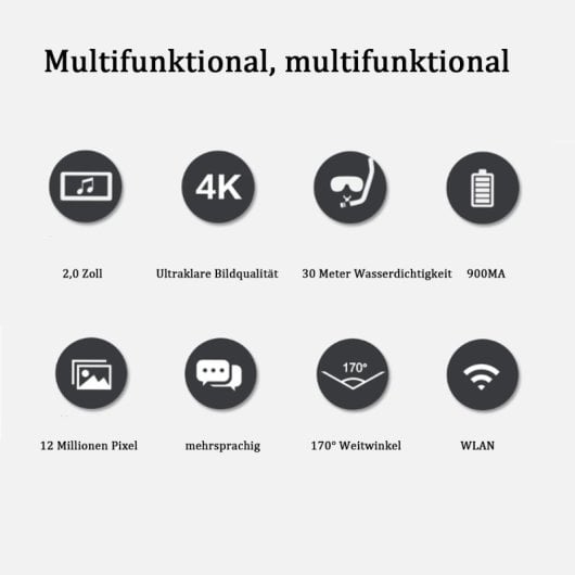 Kinsi H23RT Cámara Deportiva 4K Wifi Doble Pantalla HD Negra