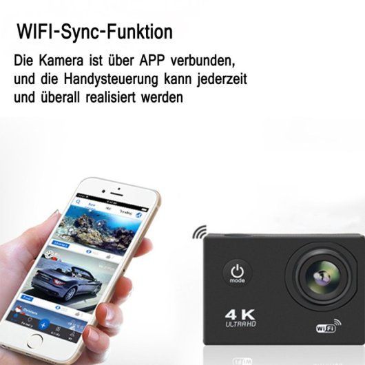 Kinsi D800 Cámara Deportiva 4K Wifi Negra