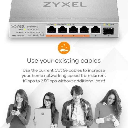 Zyxel XMG-105HP Switch No Administrado 2.5G 5 Puertos + 1 SFP+