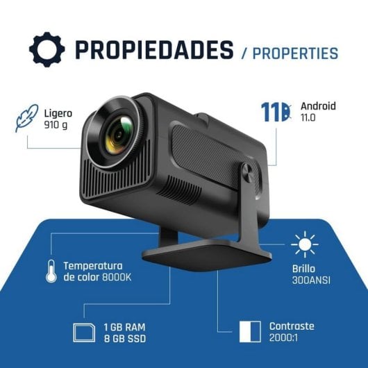 iggual MP1080p Mini Proyector LED FullHD HDMI/WiFi/Bluetooth/Android 300 ANSI Lúmenes Negro