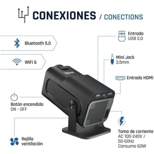Proiettore iggual MP1080p FullHD 300 Lumen 150" LED LCD Smart WiFi Bluetooth Portatile