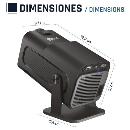 iggual MP1080p Mini Proyector LED FullHD HDMI/WiFi/Bluetooth/Android 300 ANSI Lúmenes Negro