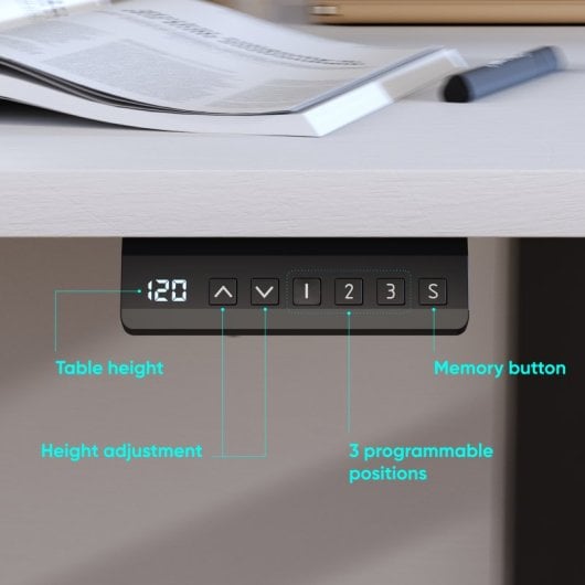 Onkron CDF222E Struttura per Tavolo Scrivania Alzabile e Funzione Memory 100Kg Nero