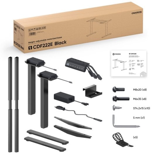 Onkron CDF222E Struttura per Tavolo Scrivania Alzabile e Funzione Memory 100Kg Nero
