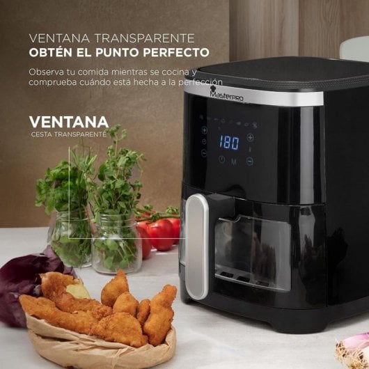 Masterpro Rocket 420 Freidora de Aire con Ventana 4.2L 1300W Negra