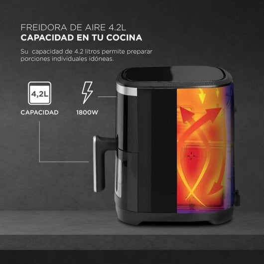 Masterpro Rocket 420 Freidora de Aire con Ventana 4.2L 1300W Negra