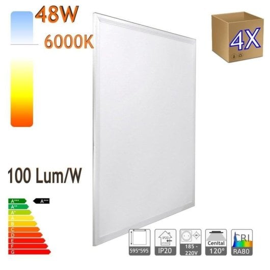 Painel LED Jandei 60x60cm 48W 6000K 3900Lm Pack 4 Retroiluminado