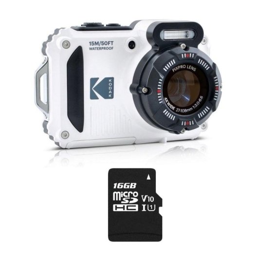 Fotocamera Kodak Pack PIXPRO WPZ2 16MP WiFi Impermeabile 15m Bianca
