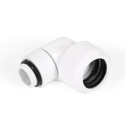 Alphacool Eiszapfen 16mm HardTube Racor de Compresión Giratorio 90º G1/4 Blanco