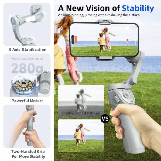 Klack M01 Estabilizador Gimbal de 3 Ejes con Luz de Relleno