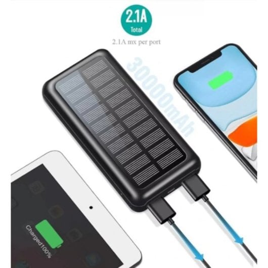 Klack Powerbank Solar 30000mah Carregador Solar Portátil USB-C/MicroUSB