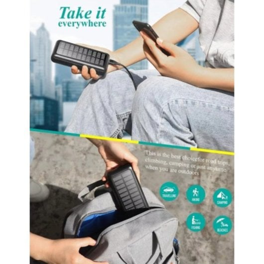 Klack Powerbank Solar 30000mah Carregador Solar Portátil USB-C/MicroUSB