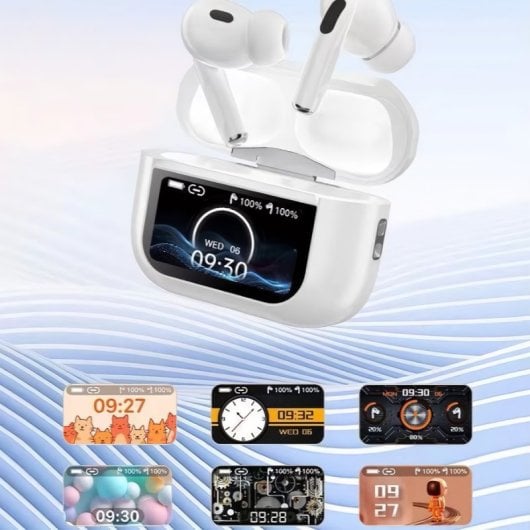 Klack Z90 Pro Auriculares Bluetooth com Ecrã Tátil e Cancelamento de Ruido Ativo Brancos