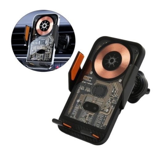 Klack Cargador Soporte de Coche Inalámbrico con Sensor de Apertura Inteligente Y Rotación 360° Negro