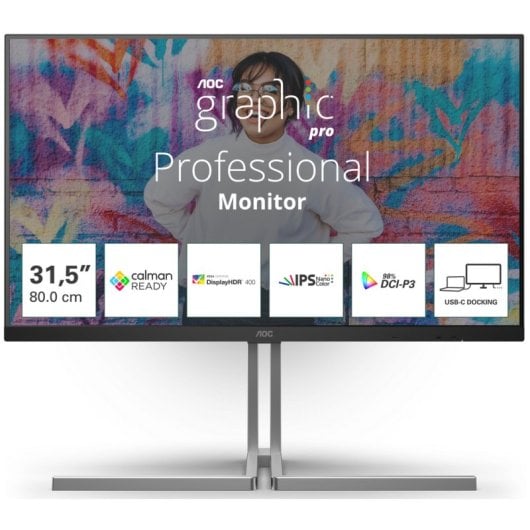 AOC Graphic Pro U32U3CV 31,5" LED Nano IPS UltraHD 4K Delta E<2 HDR 400 USB-C