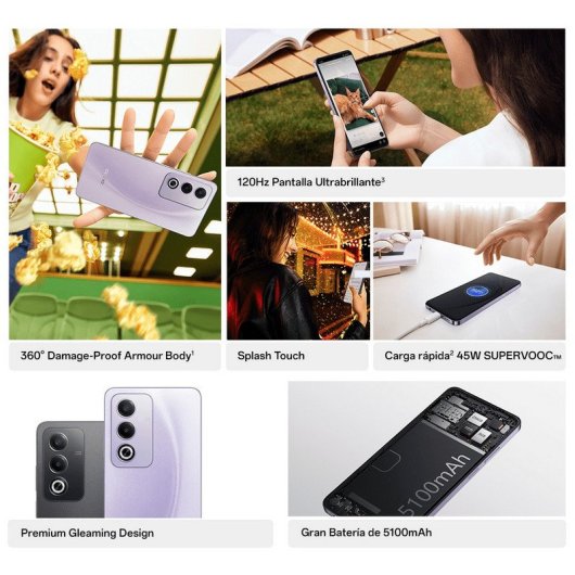 OPPO A80 5G 16 Go (8 Go + 8 Go) / 256 Go Charge rapide 45 W Violet gratuit + chargeur 45 W + étui