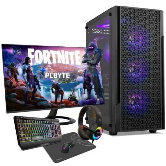 PCBYTE Fractal Pc Intel Core i5-11400F/32GB/1TB SSD/GTX 1650 + Monitor 24" FullHD + Combo Gaming