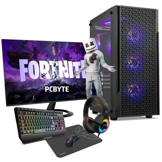PCBYTE Venence24 Pc AMD Ryzen 5 5500GT/32GB/2TB SSD + Monitor 24" FullHD + Combo Gaming