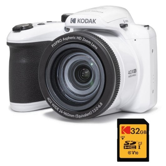 Kodak Pack Pixpro Astro Zoom AZ405 Câmara Bridge 20MP Branca + Cartão Ultra High Speed U1 32GB SDHC