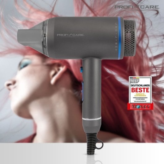 Asciugacapelli professionale Proficare Ht 3082 Ionic, design a tubo, illuminazione a LED, 3 livelli di temperatura