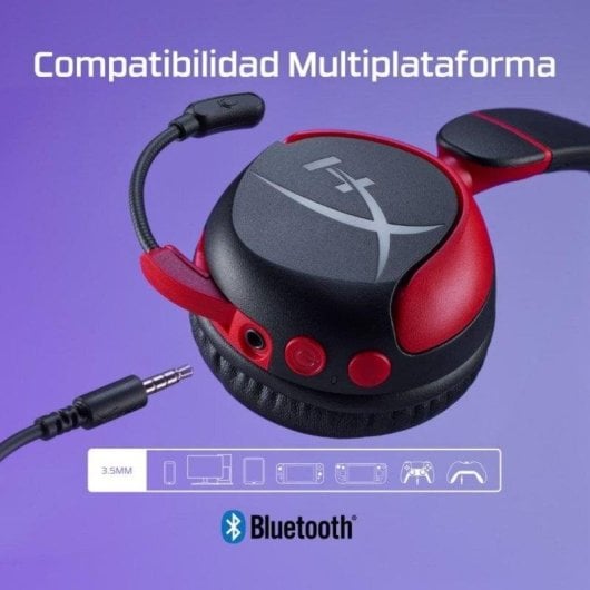 Auriculares HyperX Cloud Mini Inalámbricos Bluetooth Gaming para Crianças com Microfone Preto