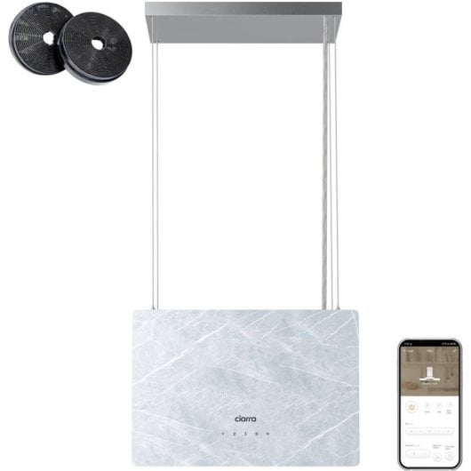 Ciarra AW4850W Hotte aspirante Pinnacle Island 48 cm A+++ Marbre Blanc