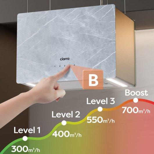 Ciarra AW4850W Hotte aspirante Pinnacle Island 48 cm A+++ Marbre Blanc