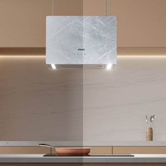 Ciarra AW4850W Hotte aspirante Pinnacle Island 48 cm A+++ Marbre Blanc