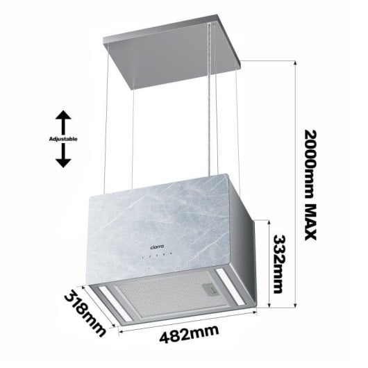 Campana extractora Ciarra AW4850W Recirculação Ilha 48cm LED UV Wi-Fi