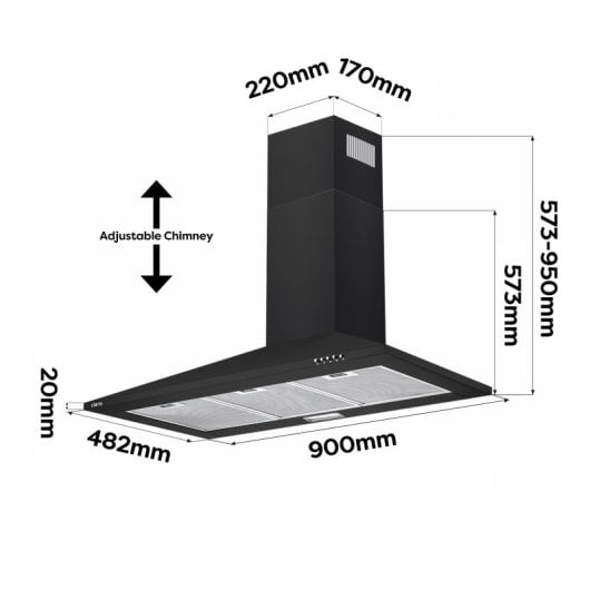Ciarra AW9201B Campana Extractora Decorativa de Pared 90cm A++ Negra