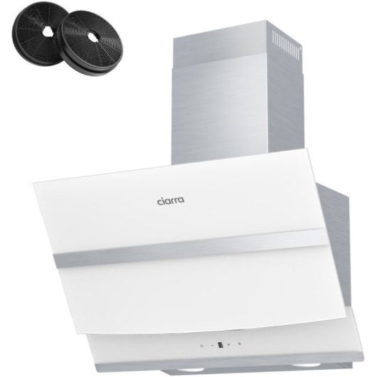 Ciarra AW6736NW Hotte aspirante décorative inclinée 60 cm A+++ Blanc