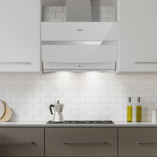 Ciarra AW6736NW Hotte aspirante décorative inclinée 60 cm A+++ Blanc