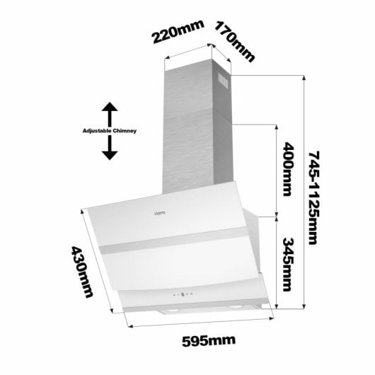 Ciarra AW6736NW Hotte aspirante décorative inclinée 60 cm A+++ Blanc
