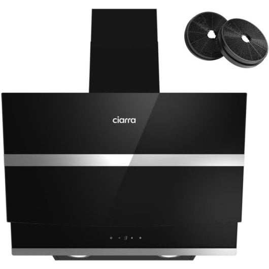 Ciarra AW6736NB Dekorative Schrägdunstabzugshaube, 60 cm, A+++, Schwarz