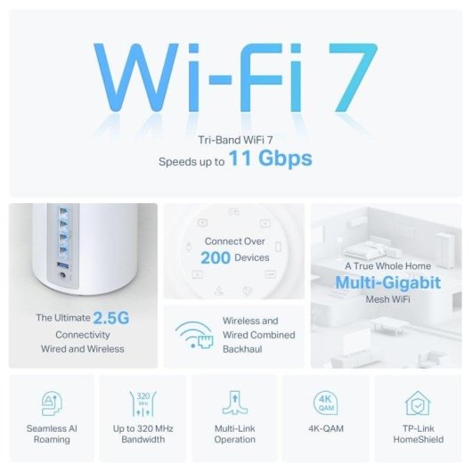 WiFi Mesh TP-Link Deco BE65 2 Nodos 11 Gbps 5200 pies² con control parental