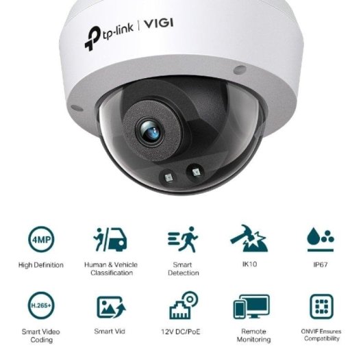 Videocamere di sorveglianza TP-Link VIGI C240I 2K Visione Notturna Interno ed Esterno Rilevamento IA Allarme PoE
