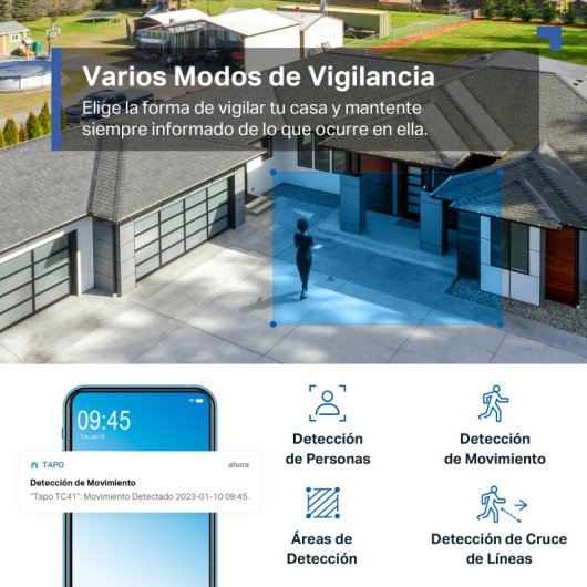 Tapo TC41 Cámara de Vigilancia 360º Exterior, 2K 3MP, Detección IA Gratuita, Visión Nocturna a Color