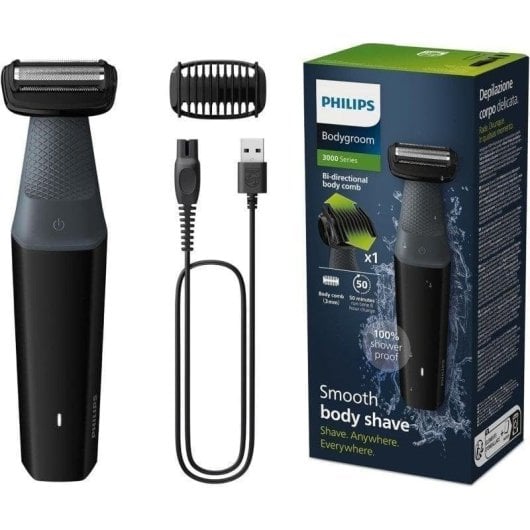 Rasoio Elettrico Corpo Philips BG3017/01 BodyGroom Series 3000 Senza Filo Impermeabile