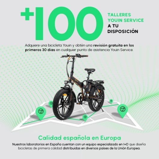 Youin Texas Black V3 Vélo électrique tout-terrain urbain Fat Wheels 20" pliable noir