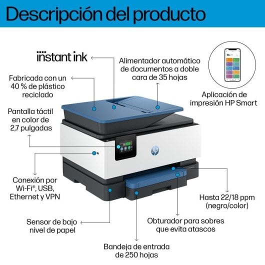 Multifunções HP OfficeJet Pro 9125e Jato de Tinta Color WiFi Ethernet Fax Duplex All-in-One