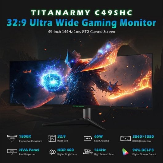 Titan Army C49SHC 49" LED VA Dual FullHD 144Hz Curved USB-C