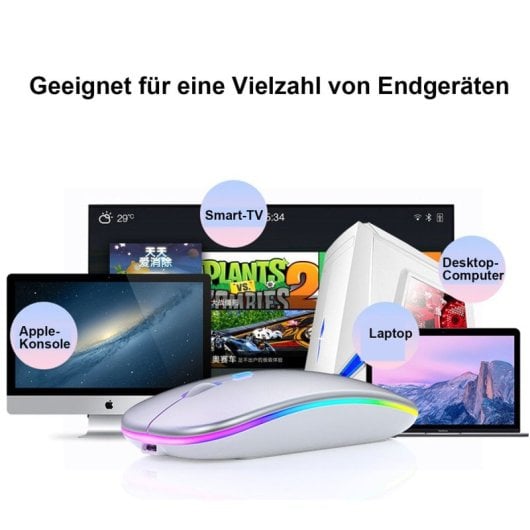 Kinsi A2 Ratón Silencioso Iluminado RGB Recargable Gris Metalizado