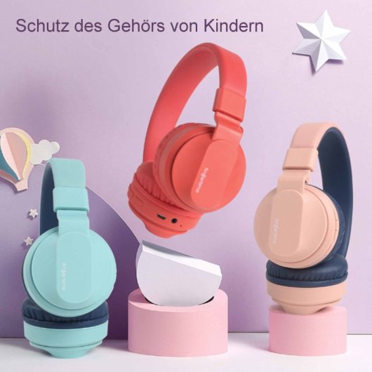 Kinsi Bobo-1 Auriculares Infantiles con Cable/Inalámbrico con Ranura para Insertar Tarjeta TF Rojos