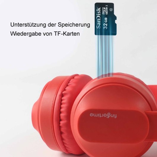Kinsi Bobo-1 Auriculares Infantiles con Cable/Inalámbrico con Ranura para Insertar Tarjeta TF Rosas