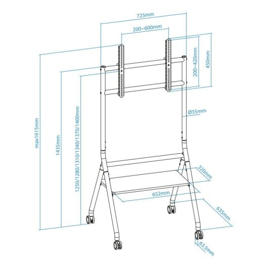 TooQ iDreams Soporte de Suelo con Ruedas para TV 86" VESA 600x400 Max 80Kg Negro