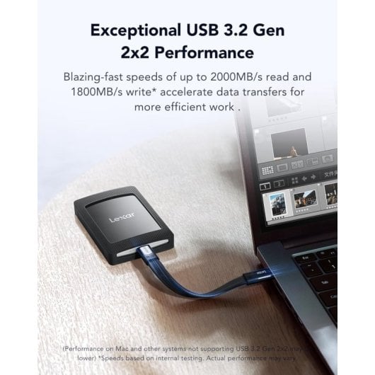 Lexar LSL500 Externe SSD-Festplatte 2 TB, USB 3.2 Gen2*2, bis zu 2000 MB/s Lesen, 1800 MB/s Schreiben