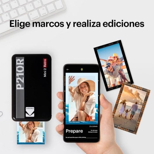 Kodak Mini 2 Retro Impresora Fotográfica Portátil 2.1"x3.4" (5.3x8.6cm) Blanca